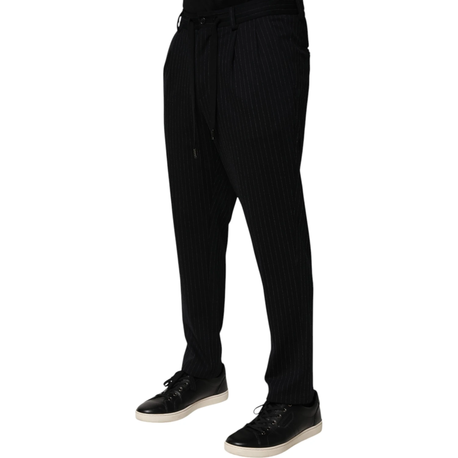 Black Stripes Viscose Skinny Dress Men Pants