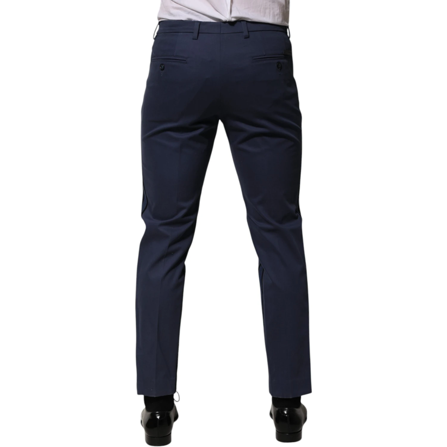 Blue Cotton Tapered Men Formal Trousers Pants