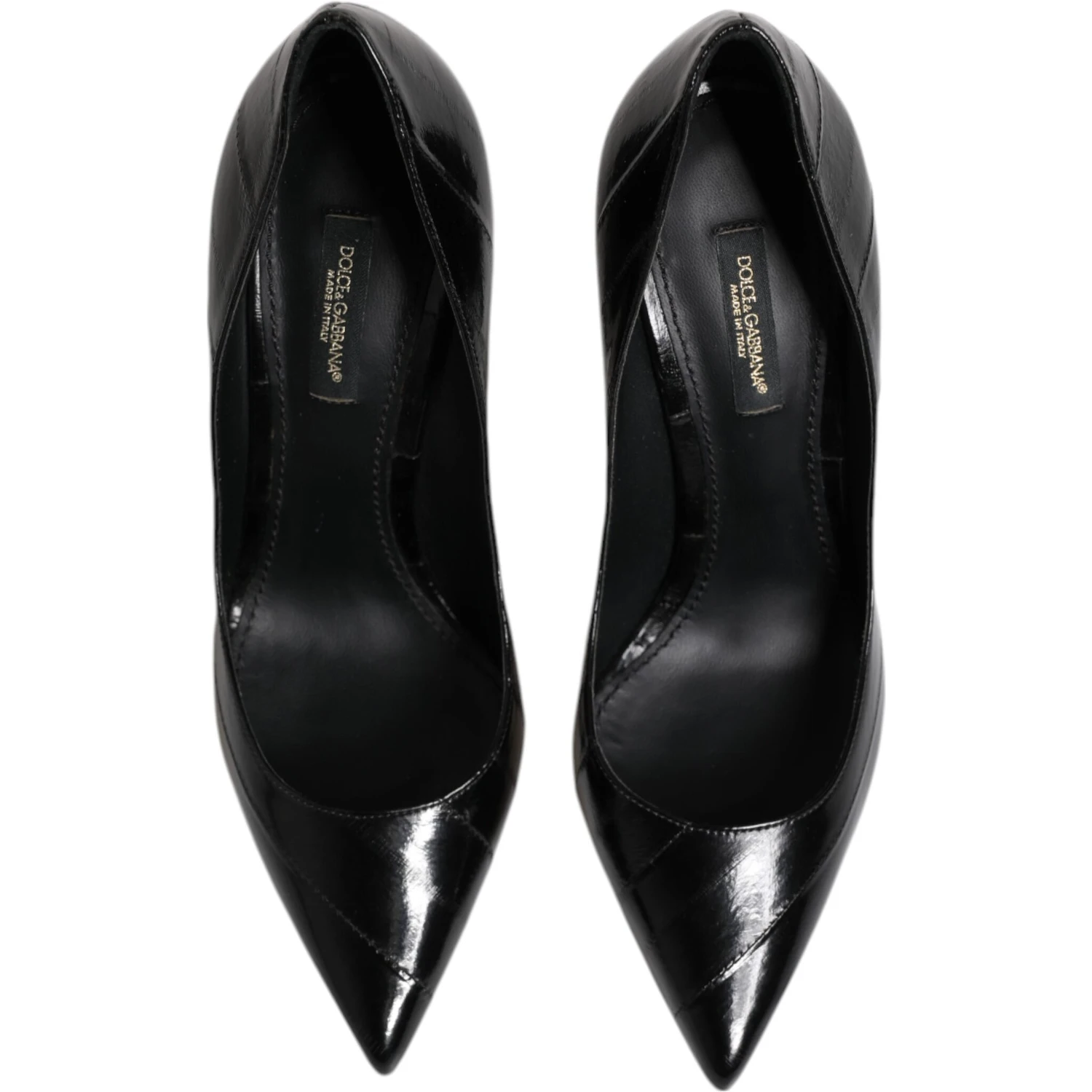 Black Leather Stiletto High Heels Pumps Shoes