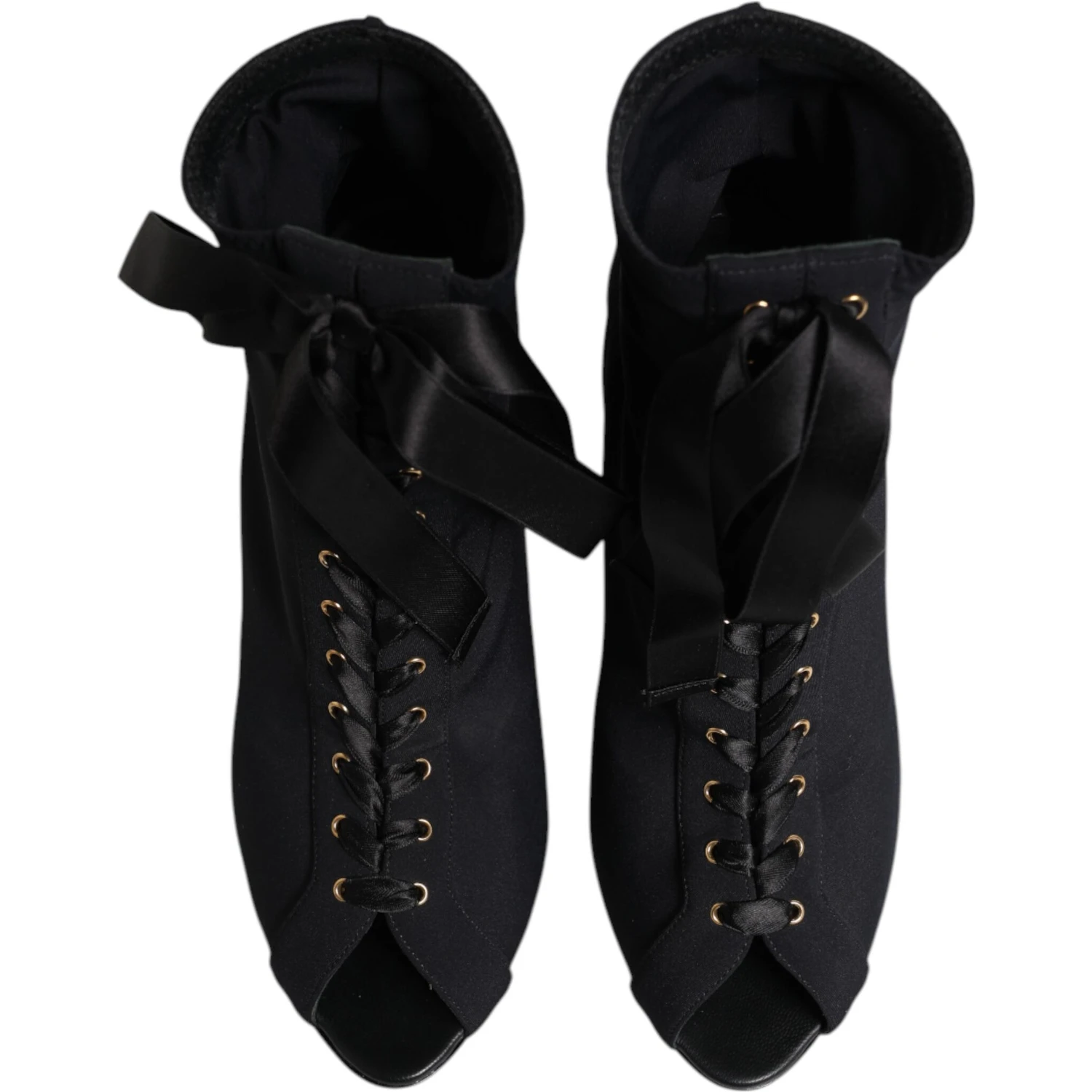 Black Stiletto Heels Lace Up Boots Shoes