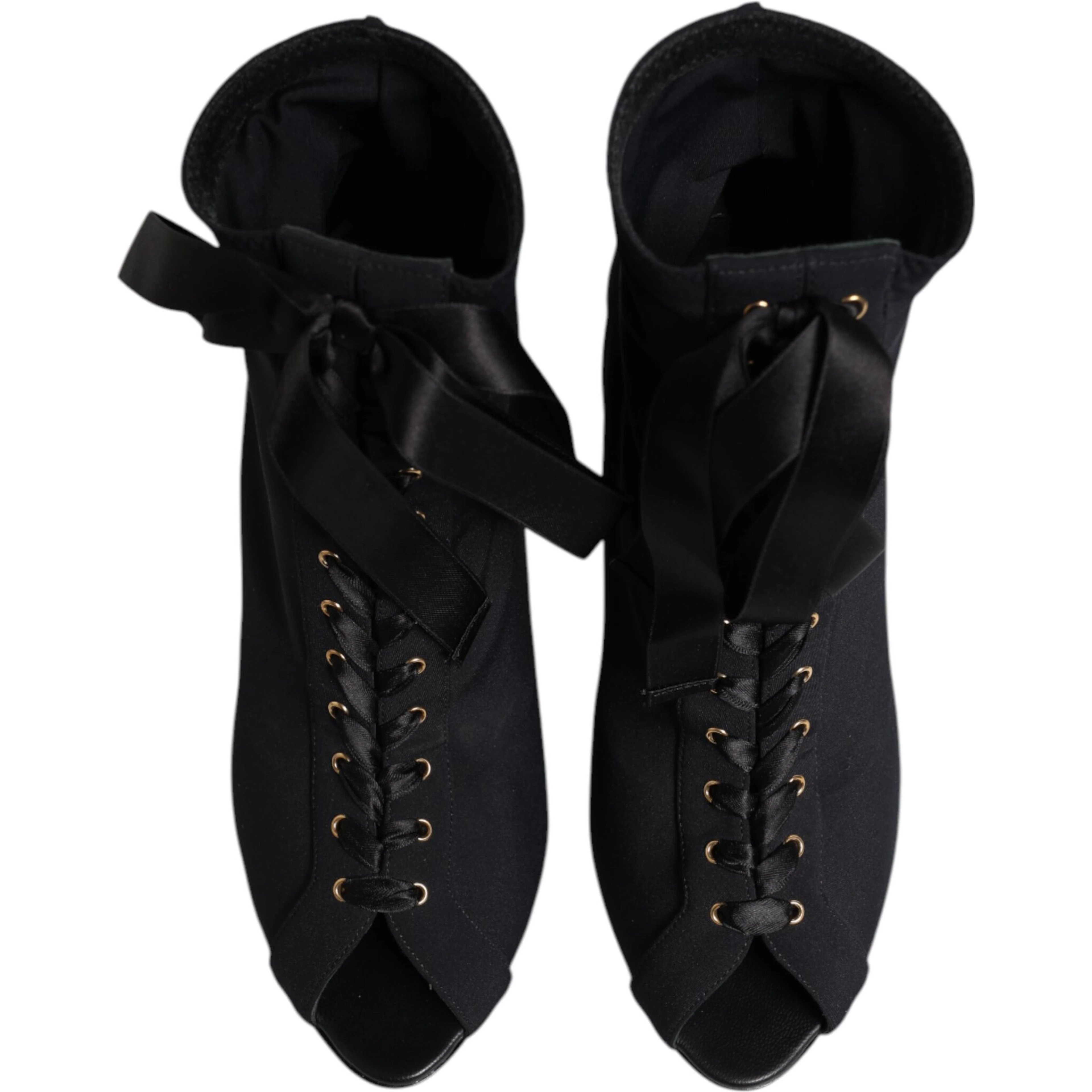 Black Stiletto Heels Lace Up Boots Shoes