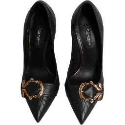 Black Devotion Leather Heels Pumps Shoes