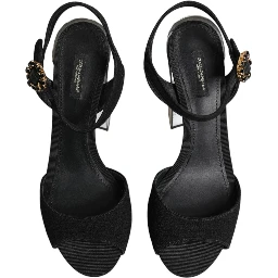 Black Crystal Ankle Strap Keira Sandal Shoes