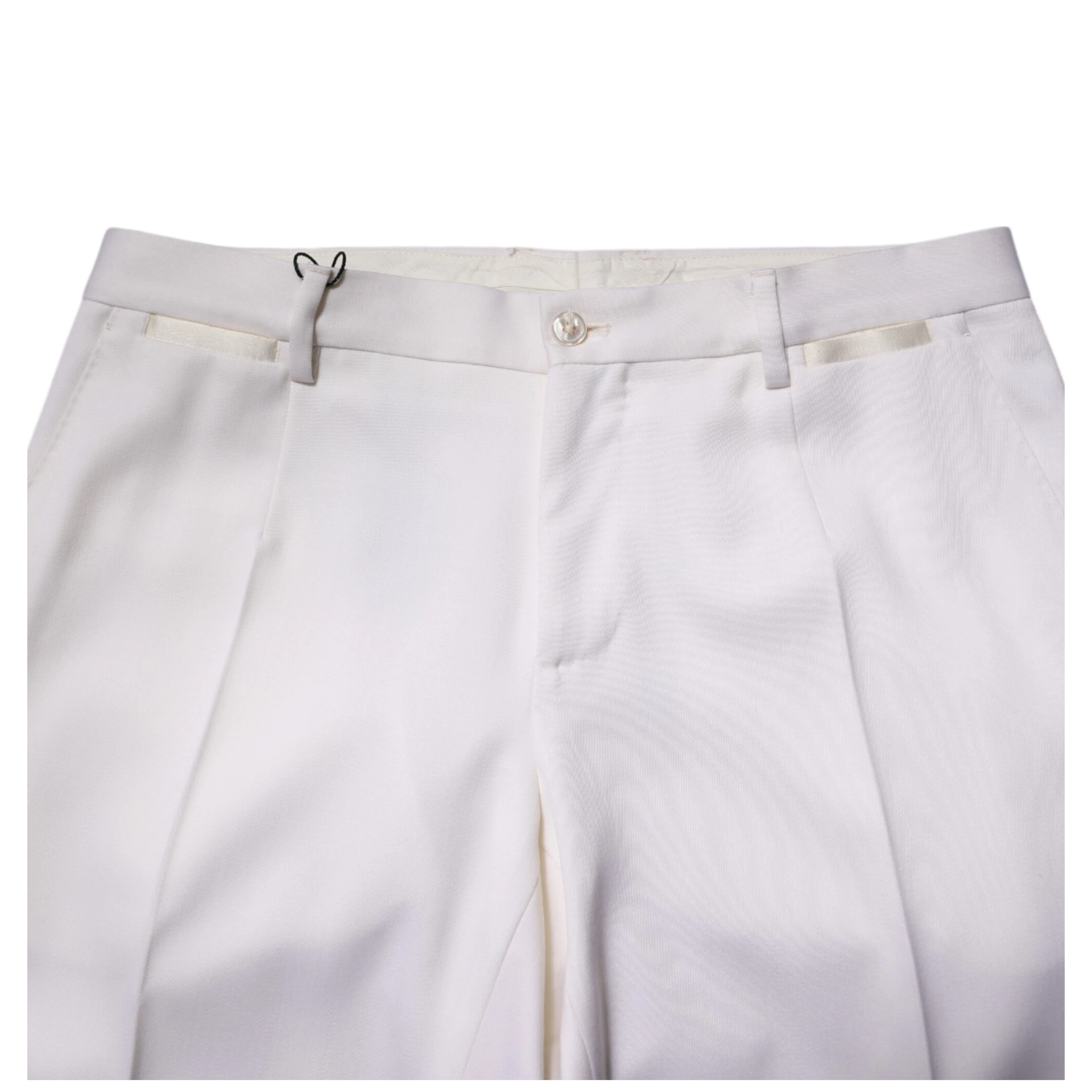 White Polyester Tapered Formal Trouser Pants