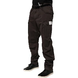 Brown Cotton Stretch Cargo Men Trouser Pants