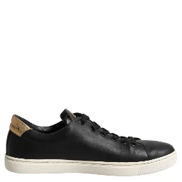 Black Leather Sacred Heart Sneakers Shoes