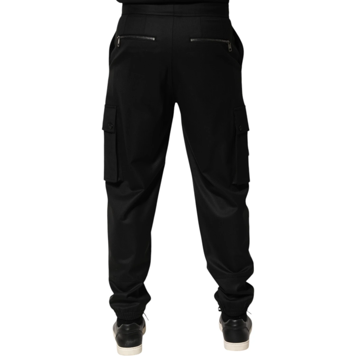 Solid Black Cargo Jogger Men Sweatpants Pants
