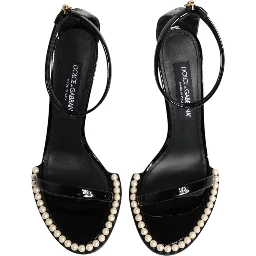 Black KEIRA Pearl Embellished Sandals Shoes