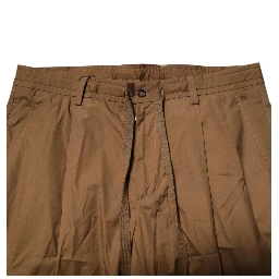 Brown Cotton Chino Mid Waist Men Jogger Pants