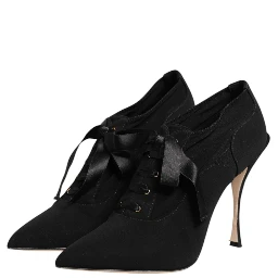 Black Lace Up Stiletto Heels Pumps Shoes