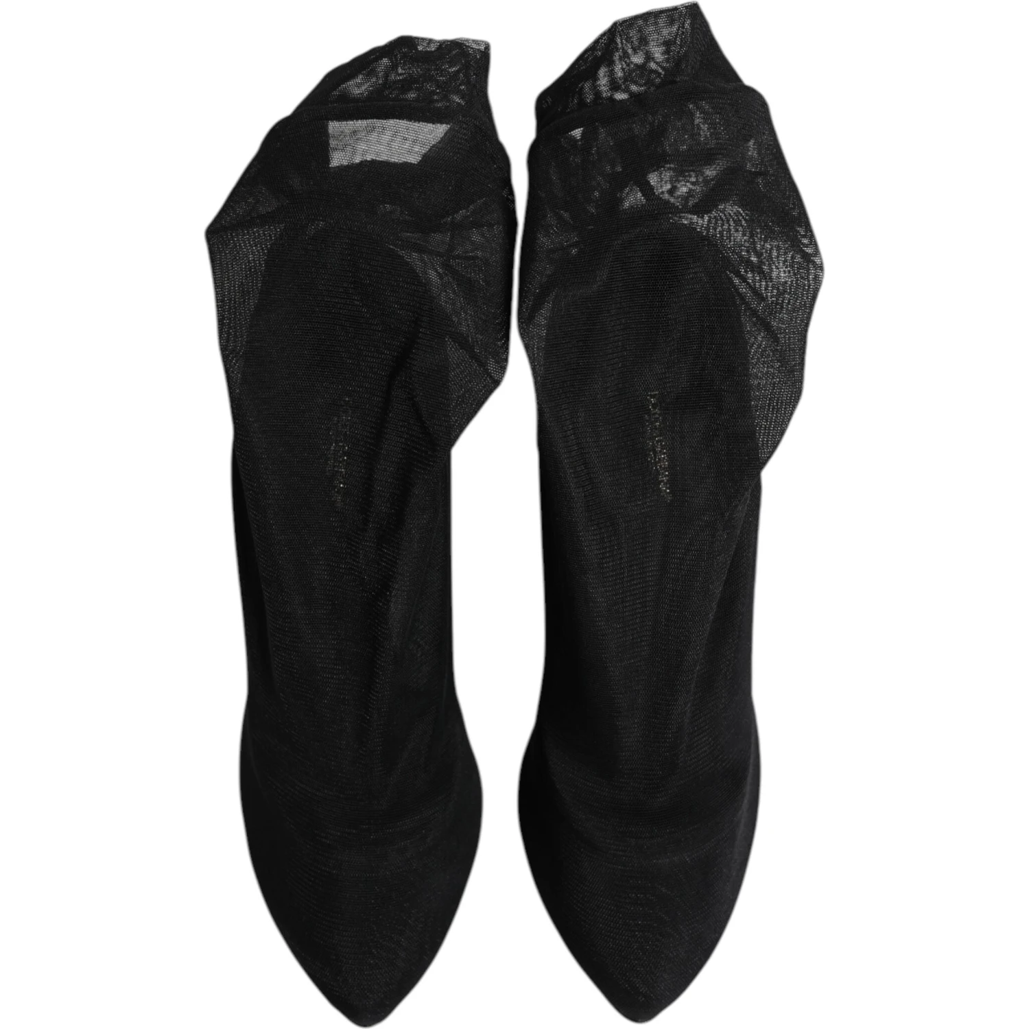 Black Silk Stretch Mesh Sock Boots Shoes