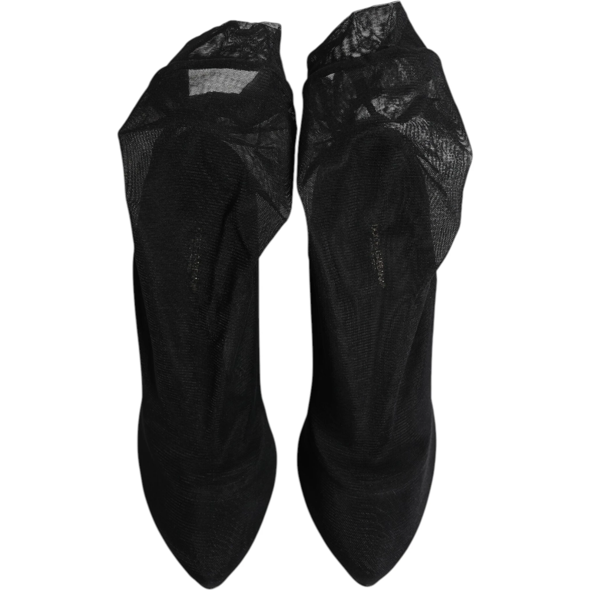 Black Silk Stretch Mesh Sock Boots Shoes