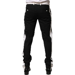 Black White Stripe Wool Men Trouser Pants
