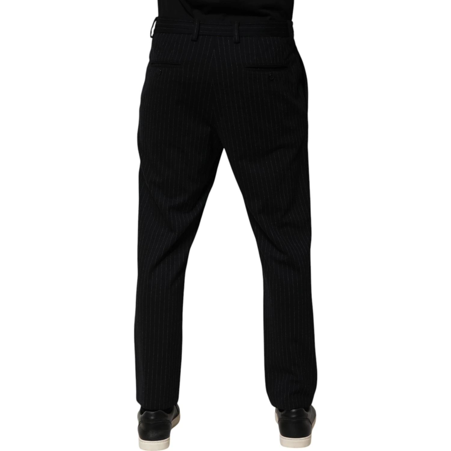 Black Stripes Viscose Skinny Dress Men Pants