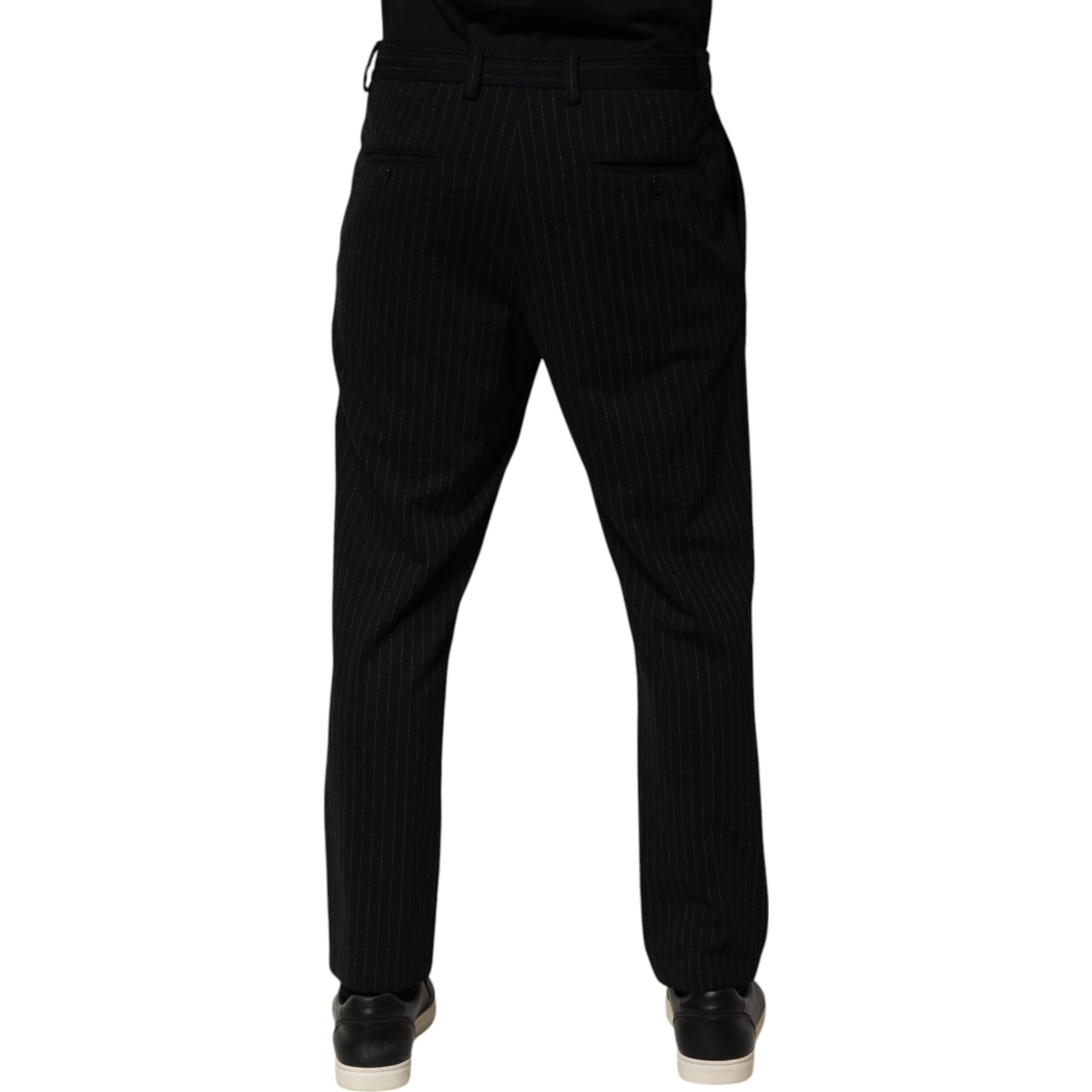 Black Stripes Viscose Skinny Dress Men Pants