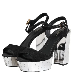Black Crystal Ankle Strap Keira Sandal Shoes