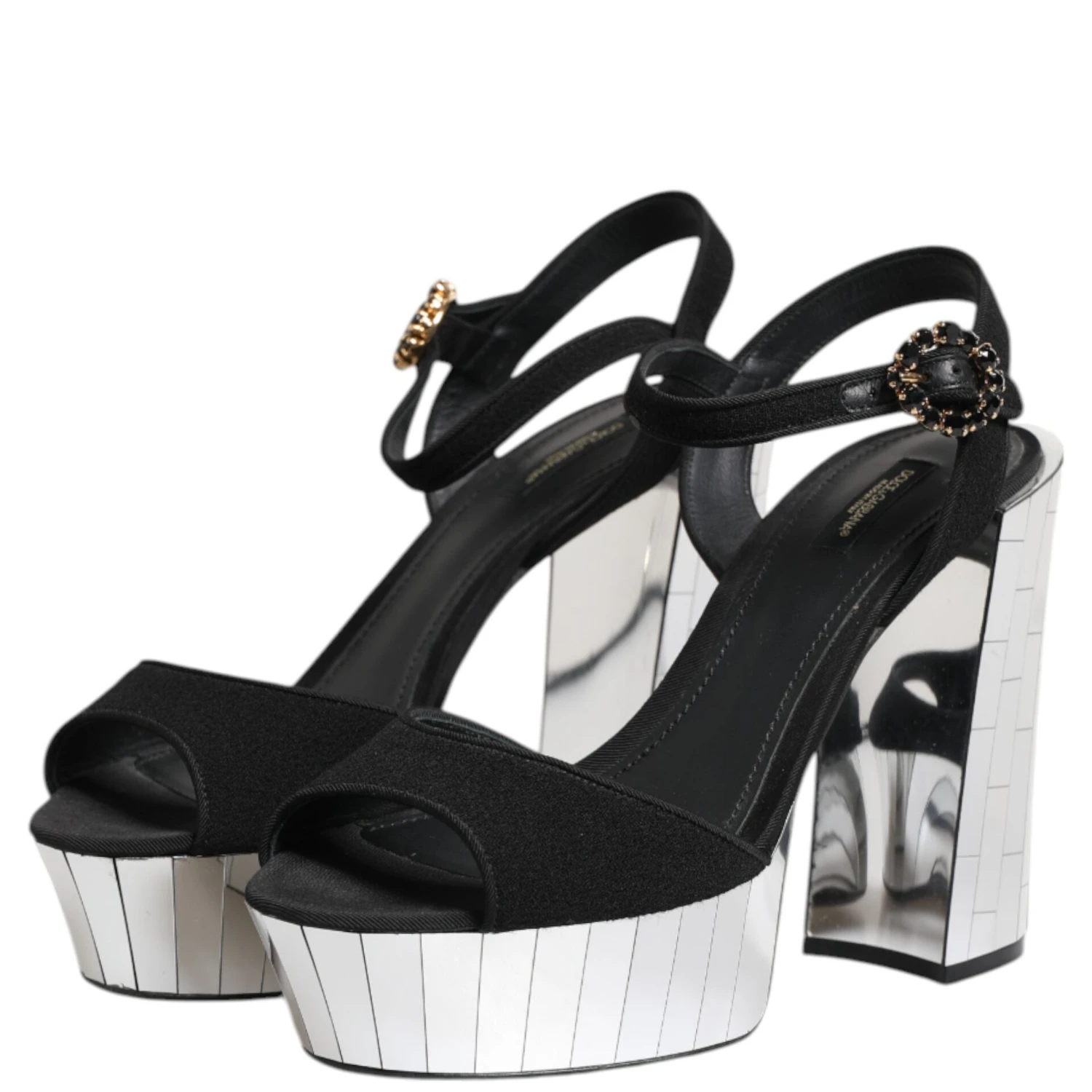 Black Crystal Ankle Strap Keira Sandal Shoes