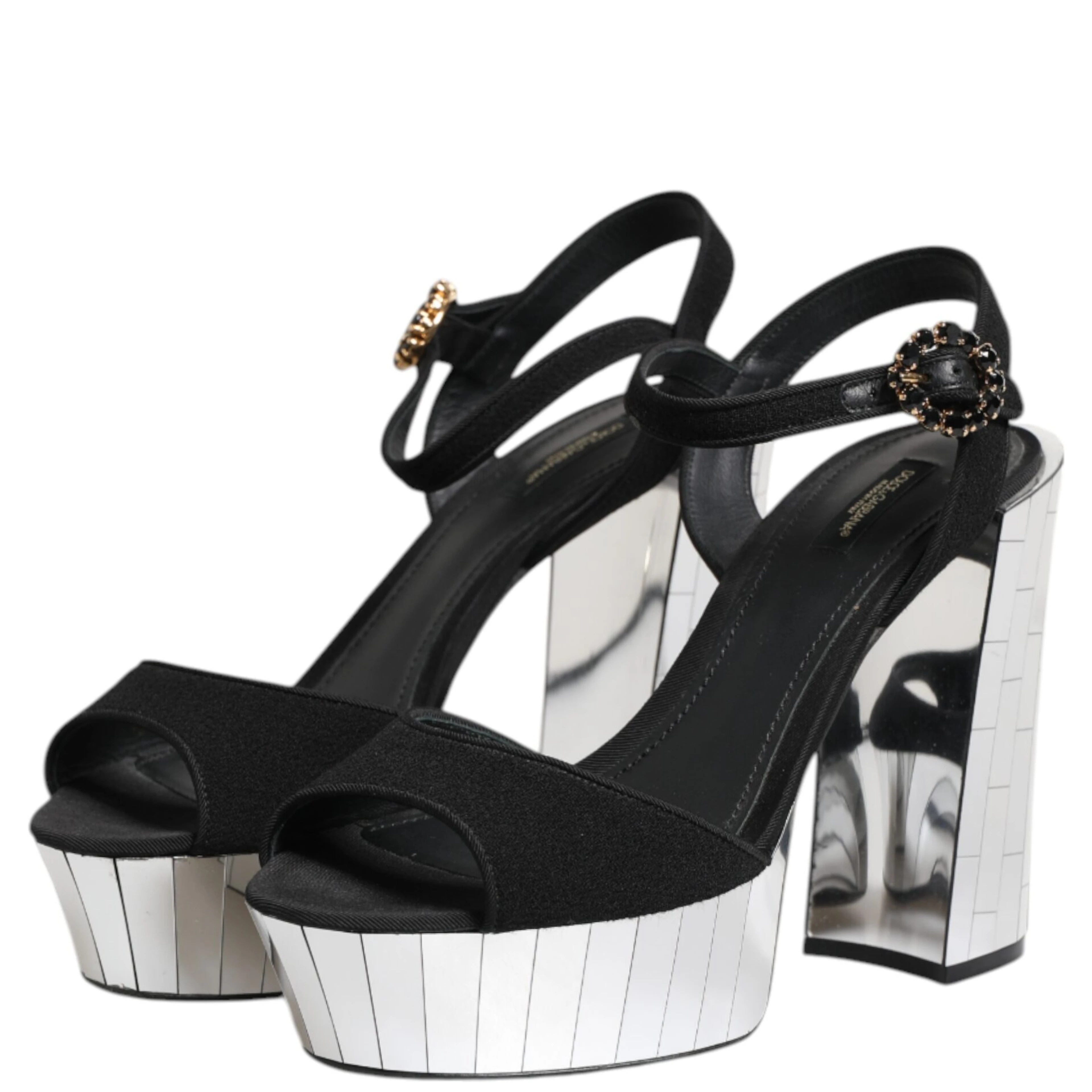 Black Crystal Ankle Strap Keira Sandal Shoes