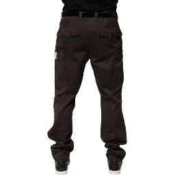 Brown Cotton Stretch Cargo Men Trouser Pants