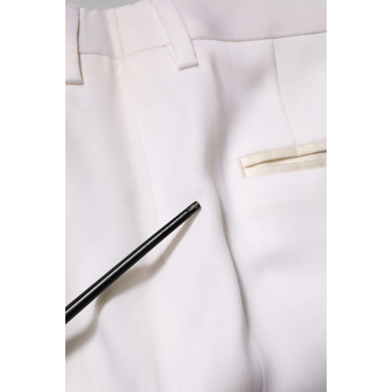 White Polyester Tapered Formal Trouser Pants