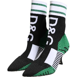 Green Stretch Sock Style Ankle Boots Shoes