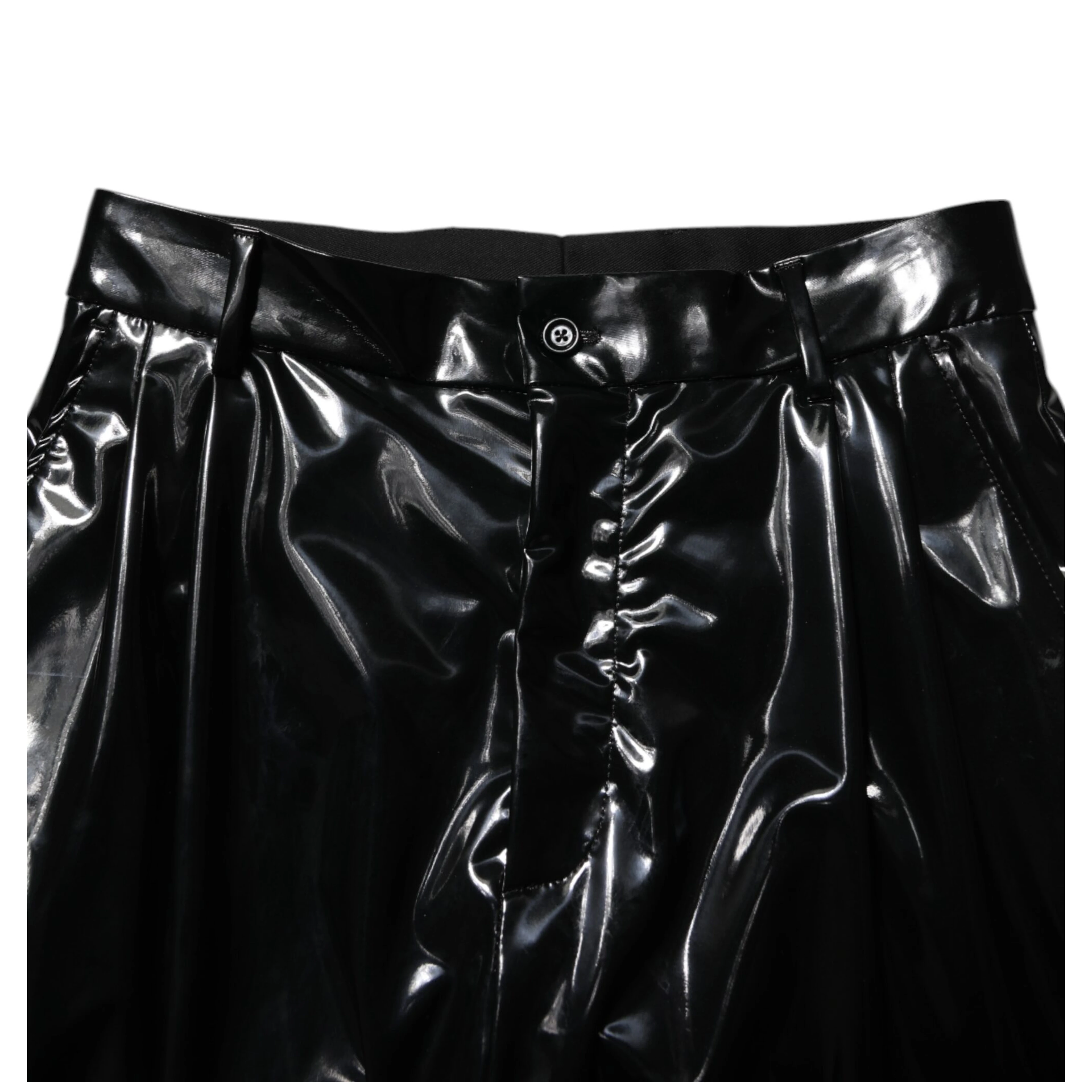 Black Polyester Mid Waist Men Trouser Pants