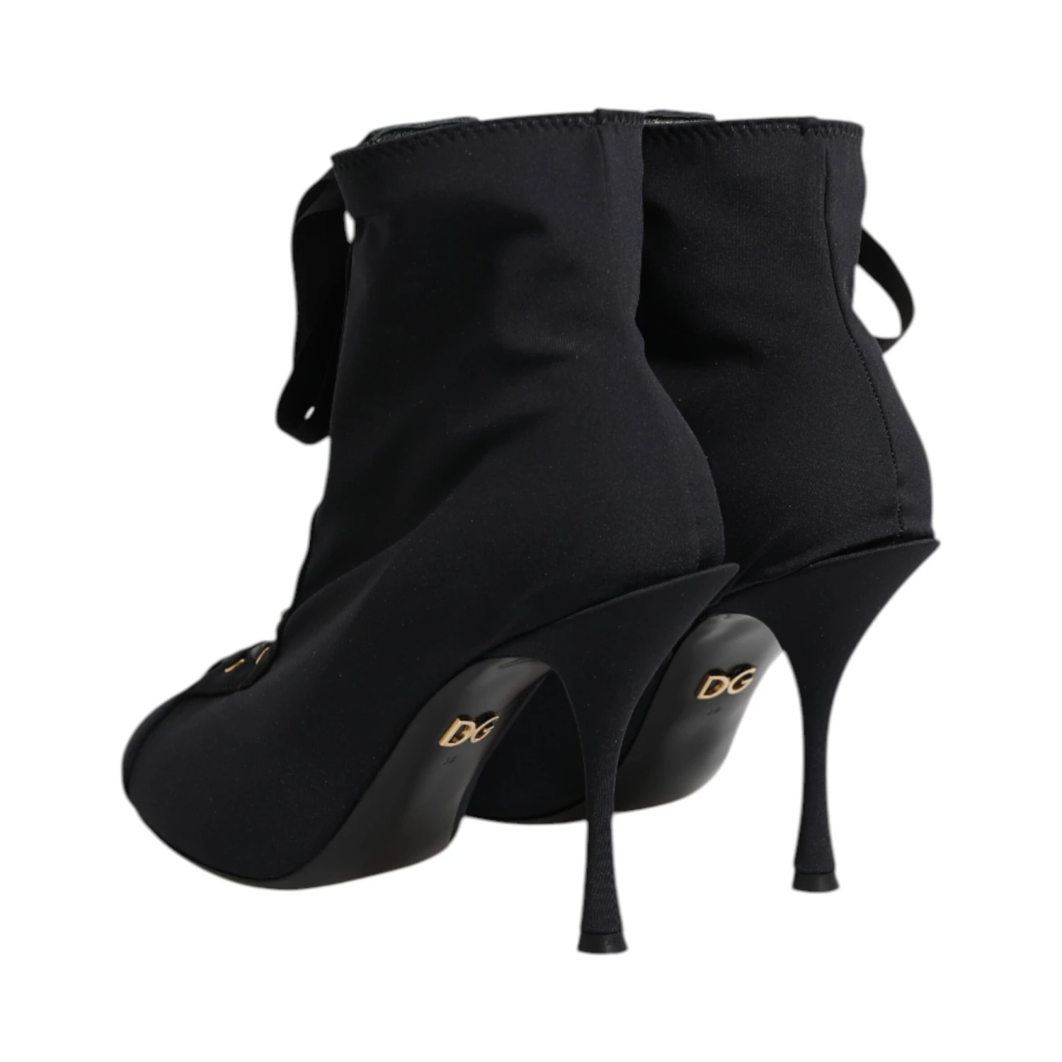 Black Stiletto Heels Lace Up Boots Shoes