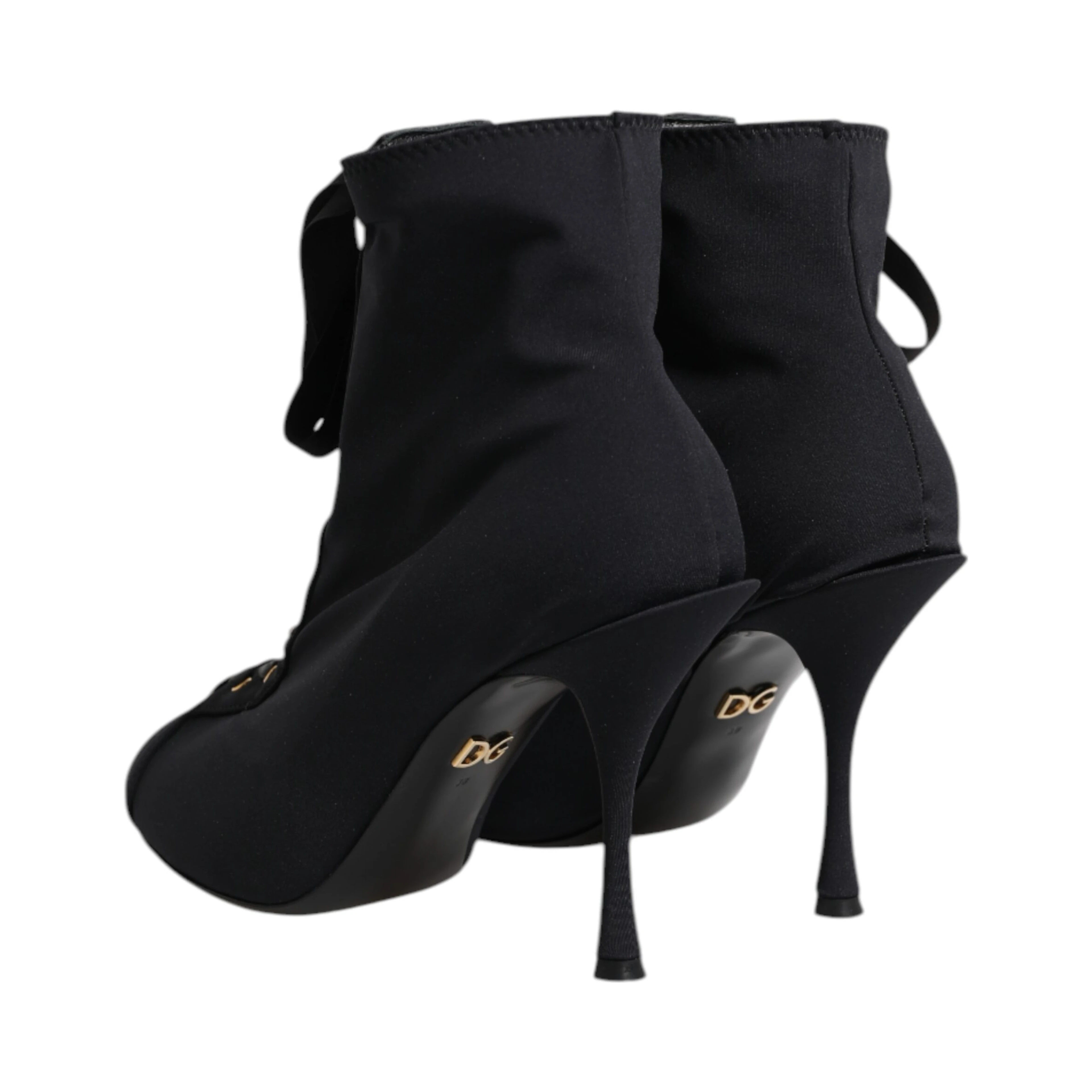 Black Stiletto Heels Lace Up Boots Shoes