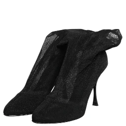 Black Silk Stretch Mesh Sock Boots Shoes