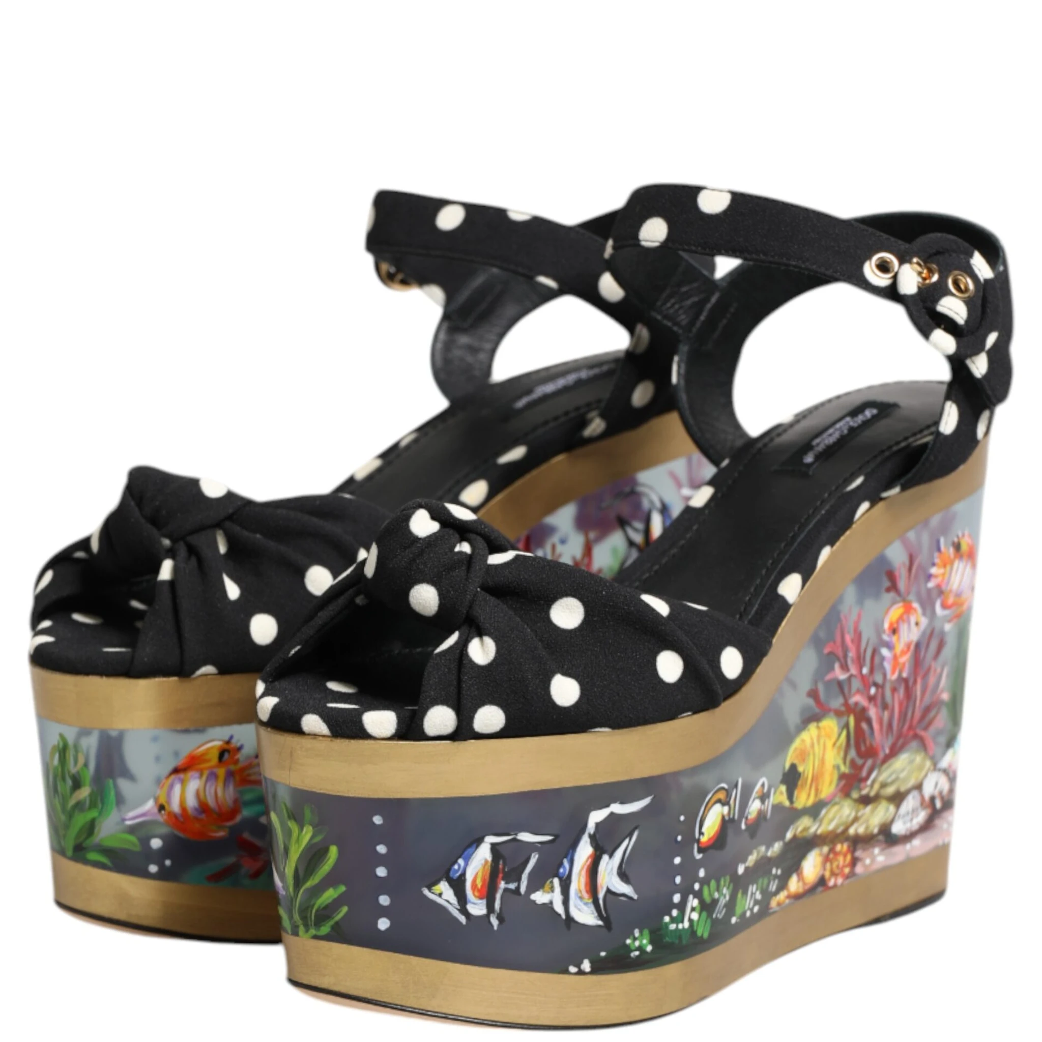 Multicolor Fish Polka Dot Wedge Sandals Shoes