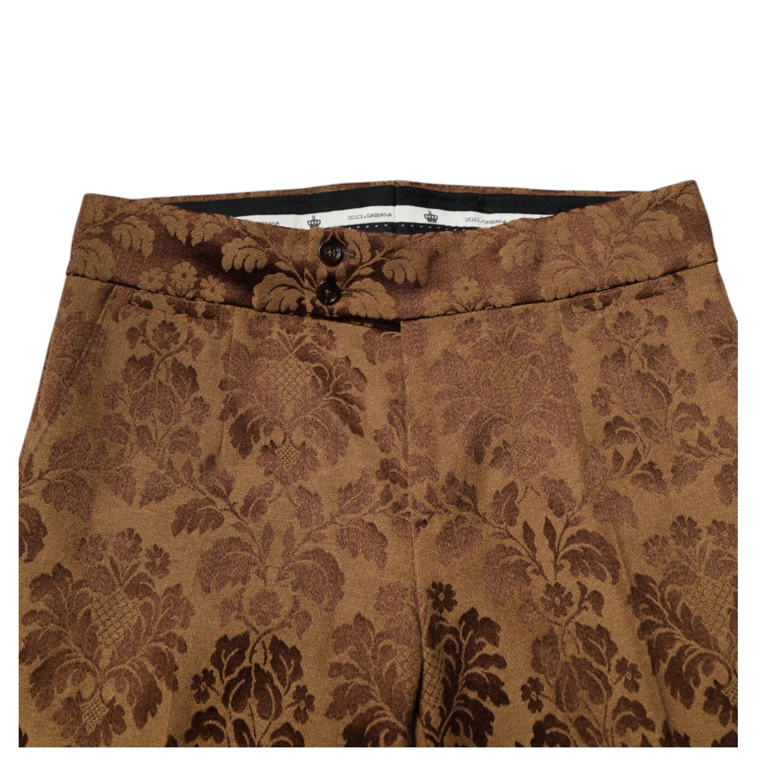 Brown Floral Jacquard Men Skinny Trouser Pants