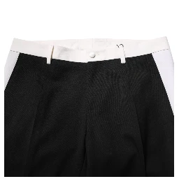Black White Stripe Wool Men Trouser Pants