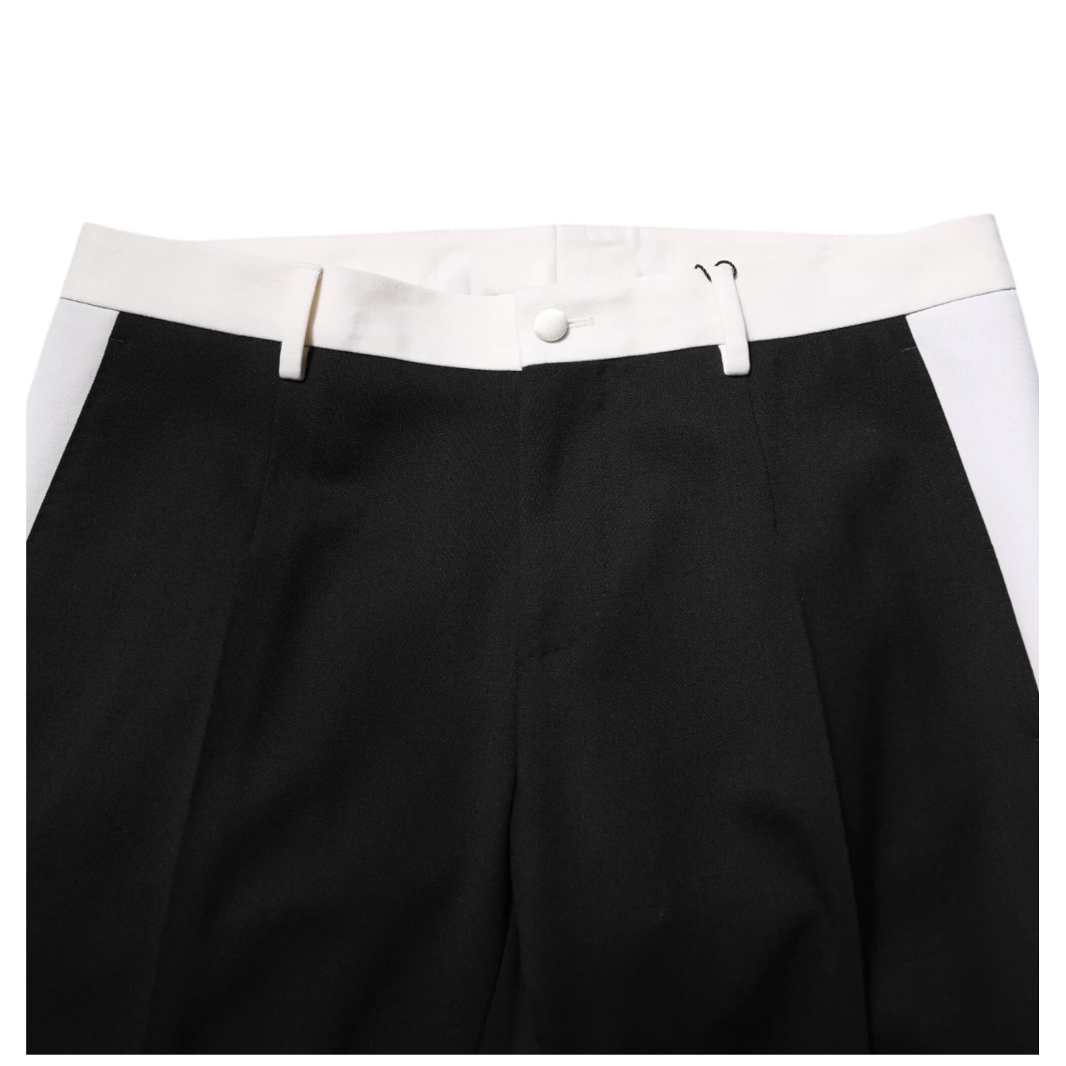 Black White Stripe Wool Men Trouser Pants