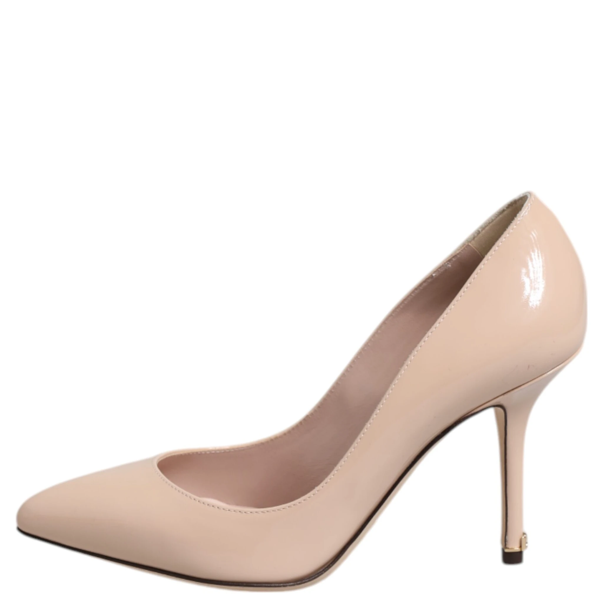 Beige Patent Leather Stiletto Heel Pumps Shoes
