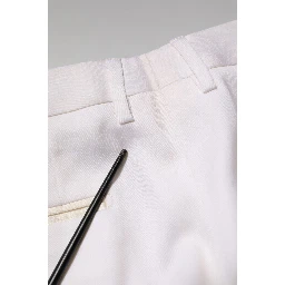 White Polyester Tapered Formal Trouser Pants
