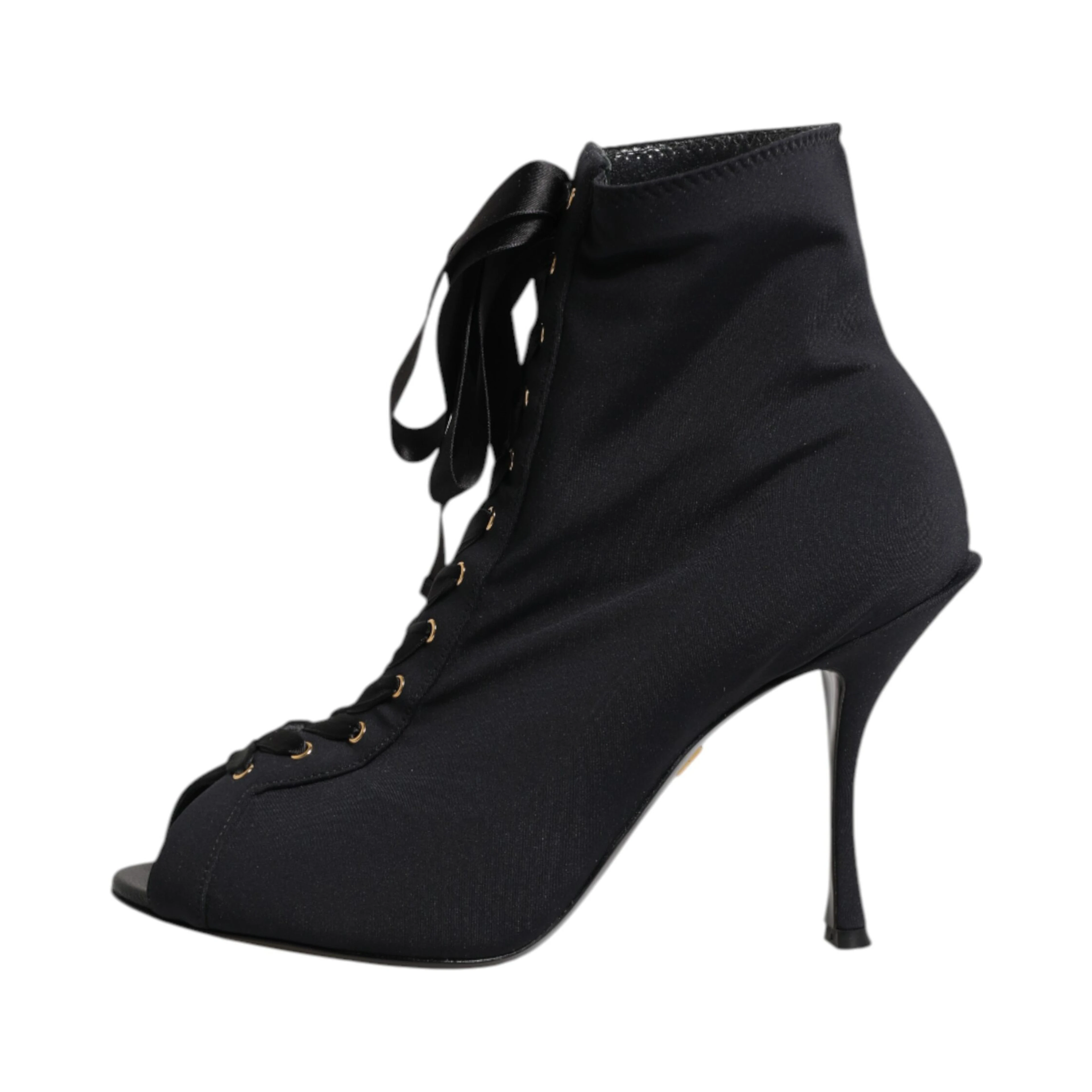 Black Stiletto Heels Lace Up Boots Shoes