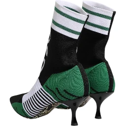 Green Stretch Sock Style Ankle Boots Shoes
