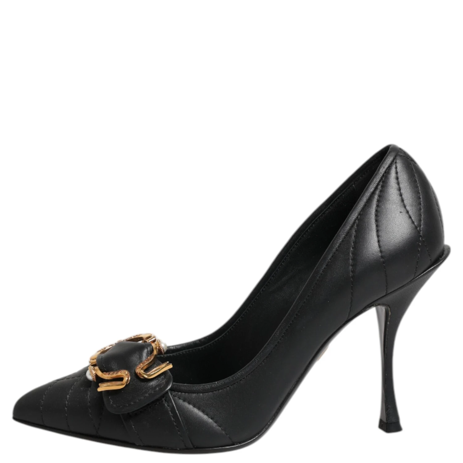 Black Devotion Leather Heels Pumps Shoes