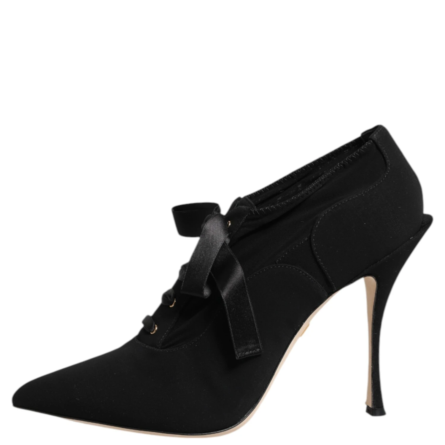 Black Lace Up Stiletto Heels Pumps Shoes