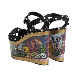 Multicolor Fish Polka Dot Wedge Sandals Shoes