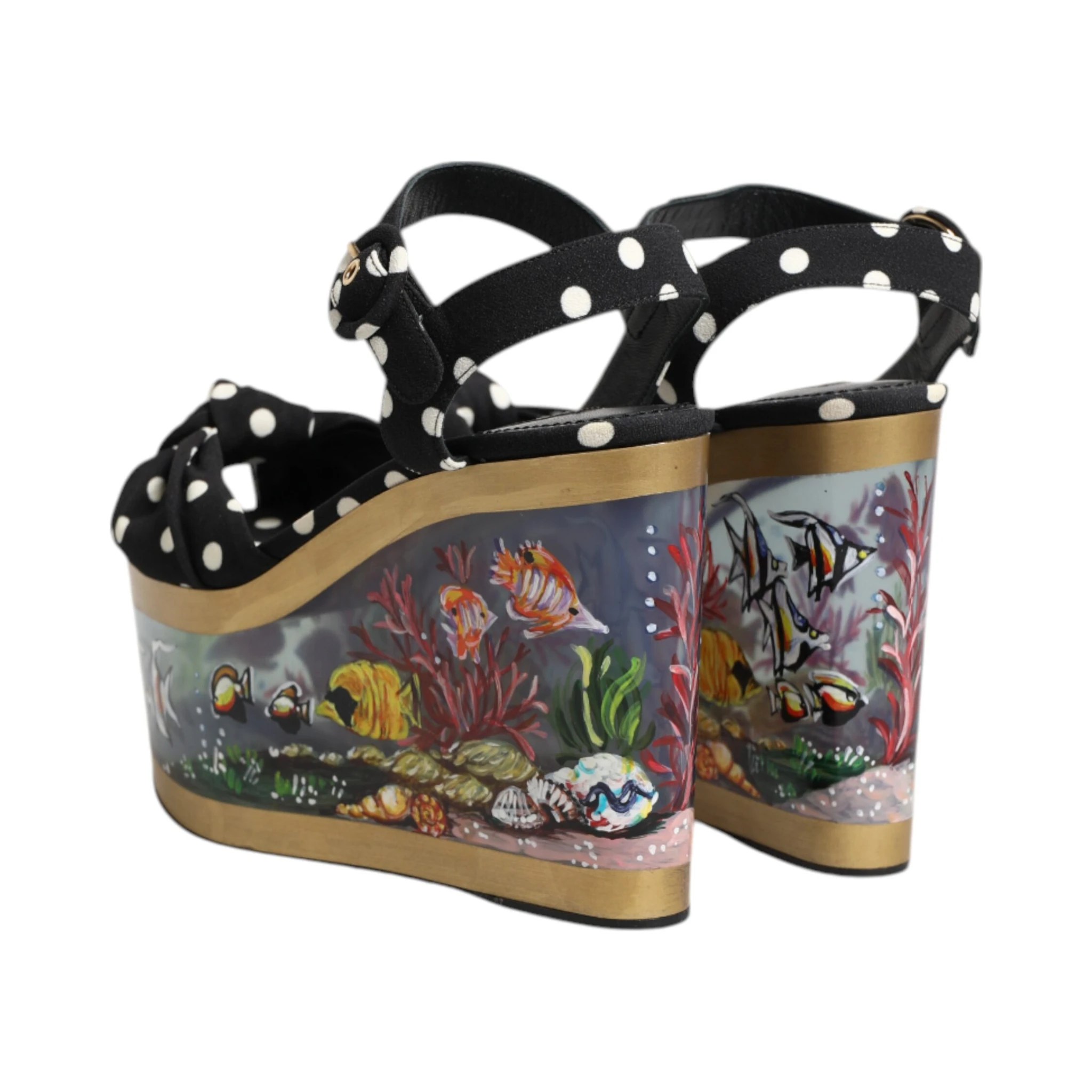 Multicolor Fish Polka Dot Wedge Sandals Shoes