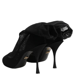 Black Silk Stretch Mesh Sock Boots Shoes