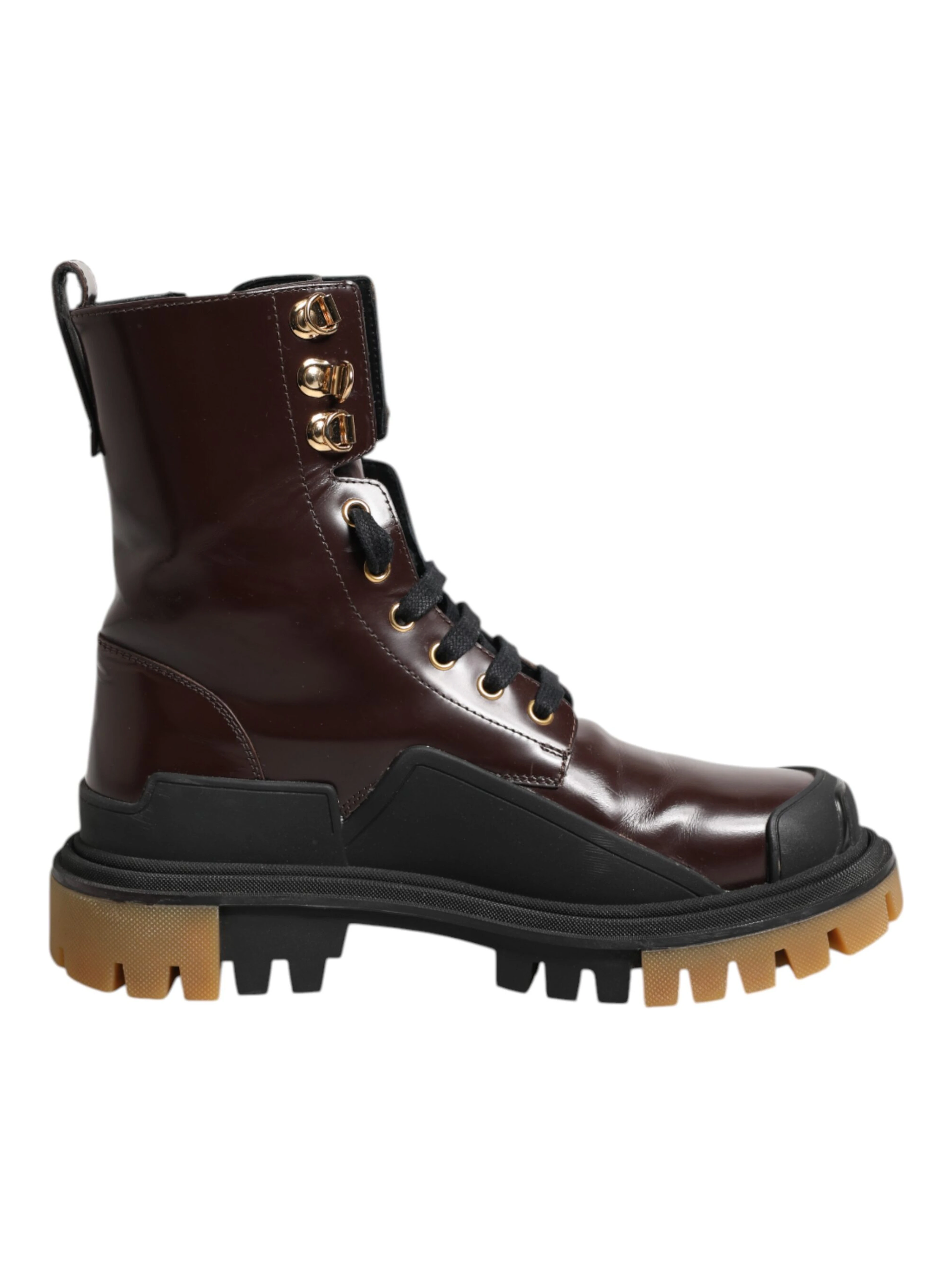 Maroon Leather Mid Calf Biker Boots Shoes