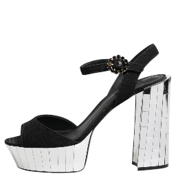 Black Crystal Ankle Strap Keira Sandal Shoes