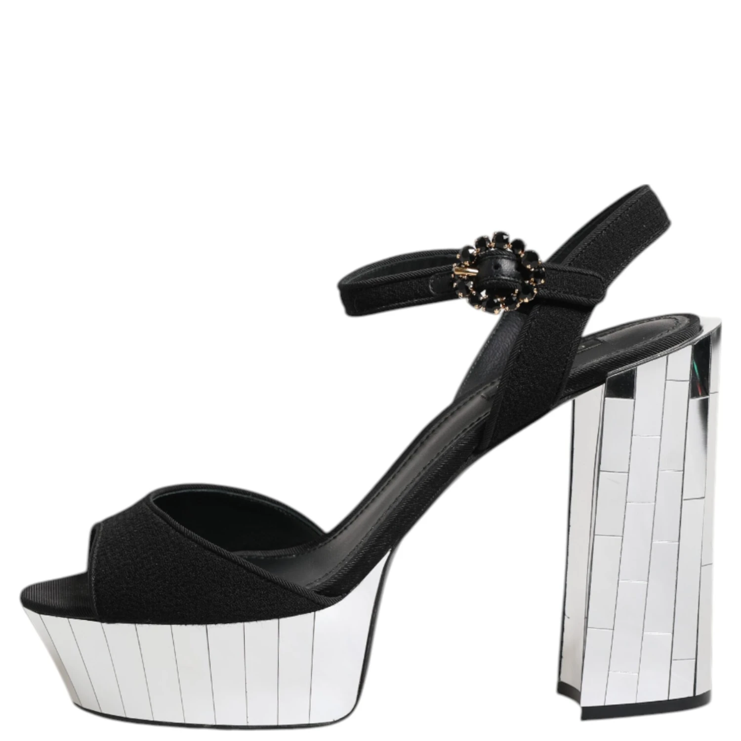 Black Crystal Ankle Strap Keira Sandal Shoes