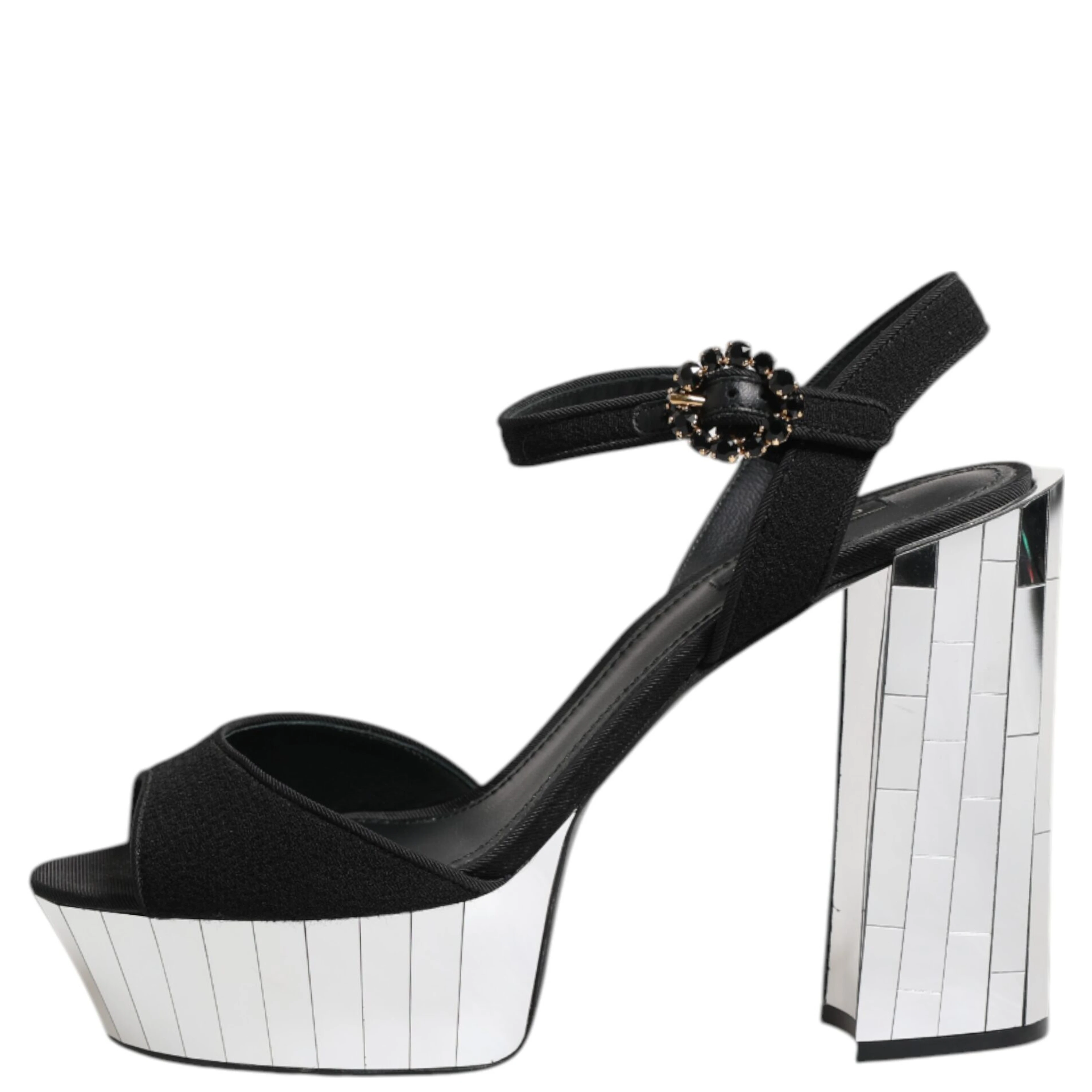 Black Crystal Ankle Strap Keira Sandal Shoes