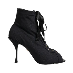 Black Stiletto Heels Lace Up Boots Shoes