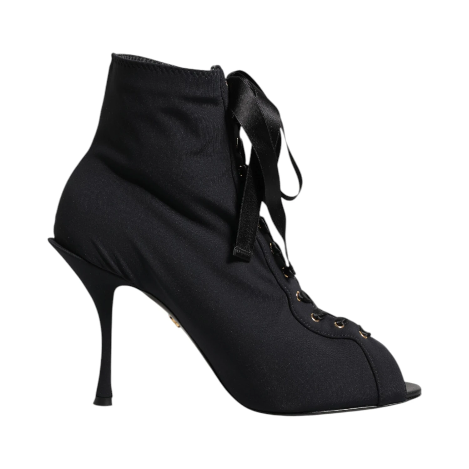Black Stiletto Heels Lace Up Boots Shoes