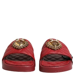 Red Devotion Matelassé Leather Slides Shoes