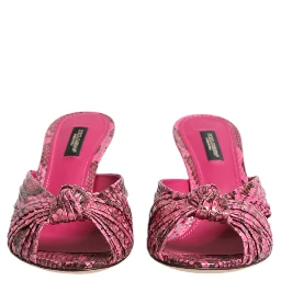 Pink Leather Heels Slides Sandals Shoes